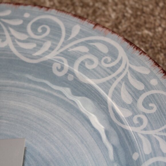 Soho Loft Melamine Dinner Plates Light Blue Swirl Rustic Set of 4 11" NWT RARE - Picture 4 of 7